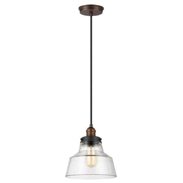 Feiss Baskin 1 Light Aged Brass & Zinc Ceiling Pendant - 26cm-Ceiling Pendant Lights-Elstead Lighting-1-Tiffany Lighting Direct