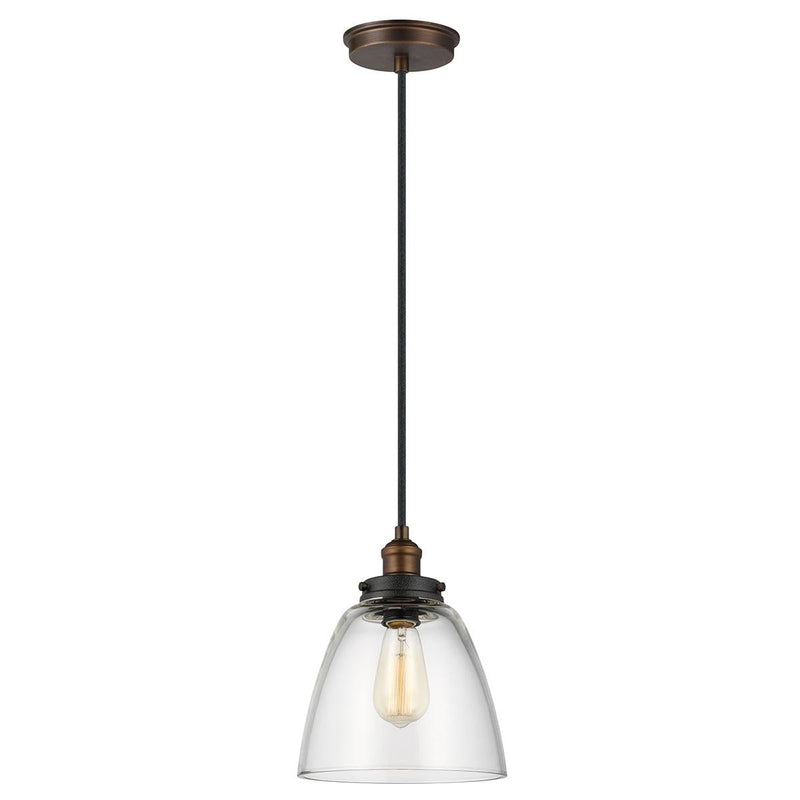 Feiss Baskin 1 Light Aged Brass & Zinc Ceiling Pendant - 23cm-Ceiling Pendant Lights-Elstead Lighting-1-Tiffany Lighting Direct