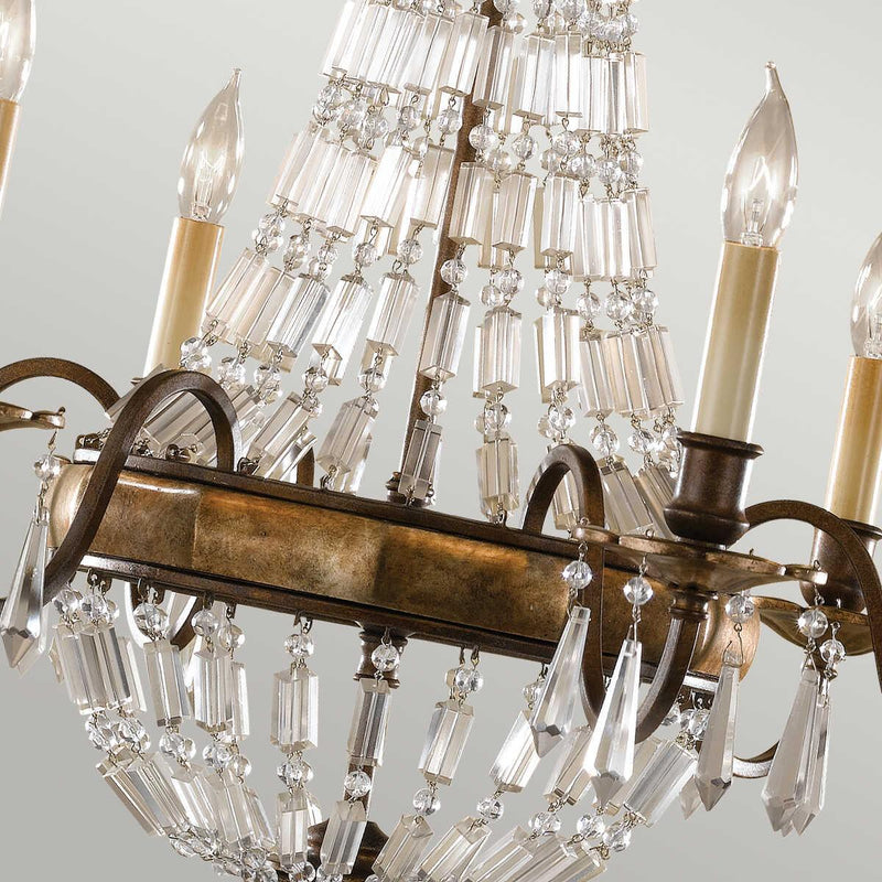 Feiss Bellini 6 Light Bronze & Quartz Crystal Chandelier-Elstead Lighting-6-Tiffany Lighting Direct