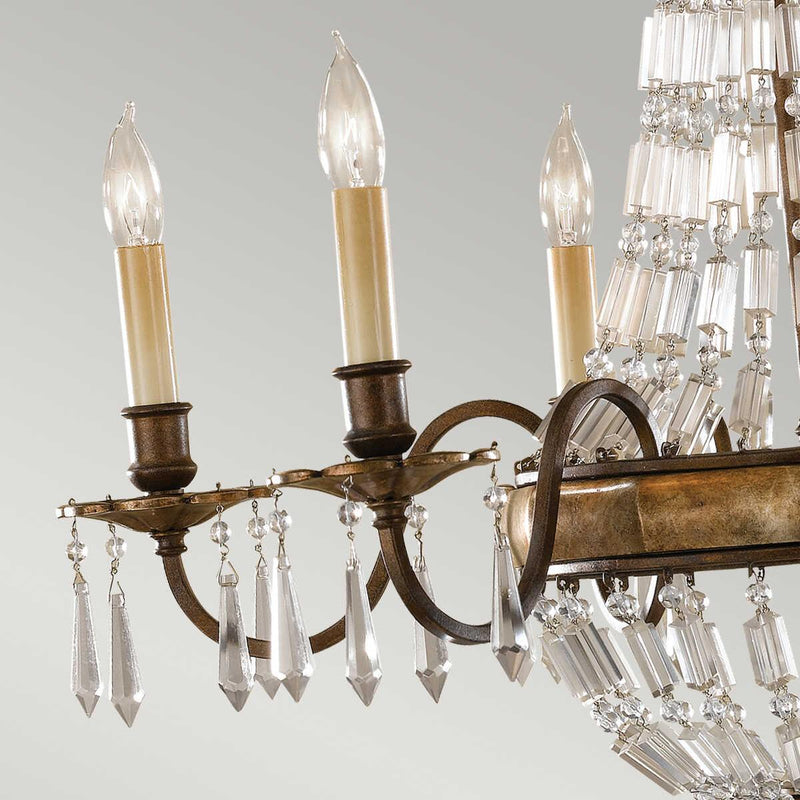 Feiss Bellini 6 Light Bronze & Quartz Crystal Chandelier-Elstead Lighting-8-Tiffany Lighting Direct