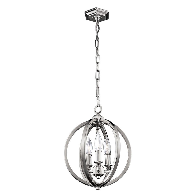 Feiss Corinne 3 Light Small Polished Nickel Ceiling Pendant-Ceiling Pendant Lights-Elstead Lighting-1-Tiffany Lighting Direct