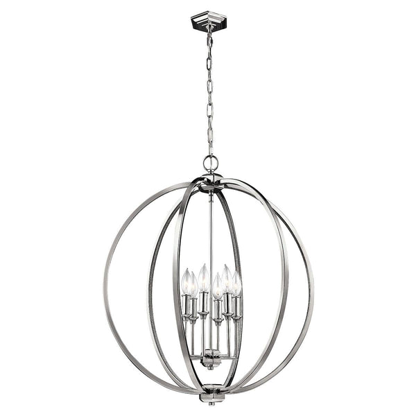 Feiss Corinne 6 Light Polished Nickel Pendant Ceiling Light-Ceiling Pendant Lights-Elstead Lighting-1-Tiffany Lighting Direct