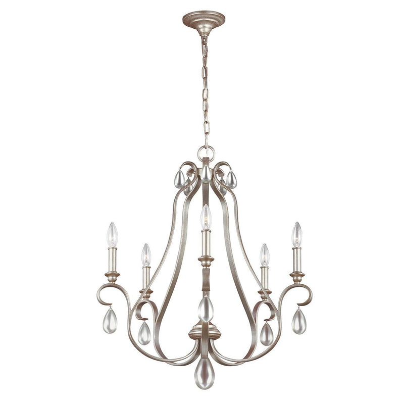 Feiss DeWitt 5 Light Chandelier Ceiling Light - Sunrise Silver-Elstead Lighting-1-Tiffany Lighting Direct