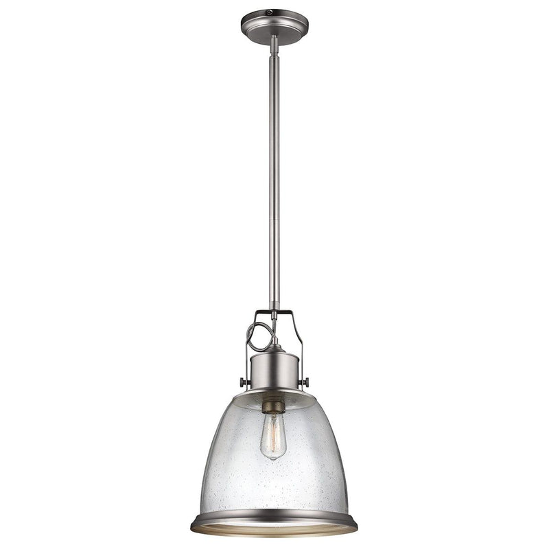 Feiss Hobson 1 Light Large Satin Nickel Ceiling Pendant Light-Ceiling Pendant Lights-Elstead Lighting-1-Tiffany Lighting Direct