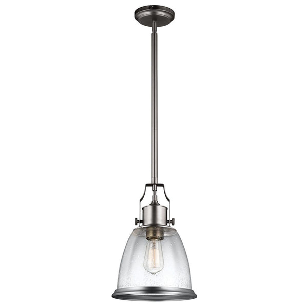 Feiss Hobson 1 Light Medium Satin Nickel Ceiling Pendant-Ceiling Pendant Lights-Elstead Lighting-1-Tiffany Lighting Direct