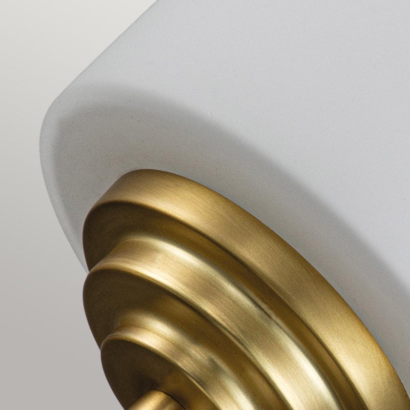 Feiss Malibu 1 Light Brushed Brass Bathroom Wall Light Close Up Image