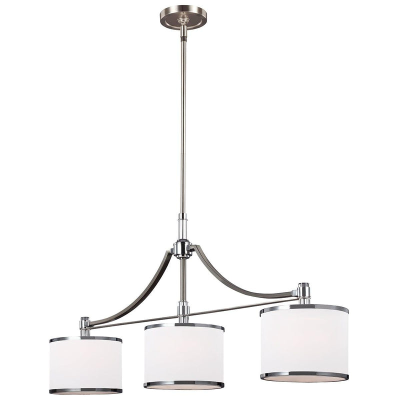 Feiss Prospect Park 3 Light Island Chandelier - Chrome/ Nickel-Elstead Lighting-1-Tiffany Lighting Direct