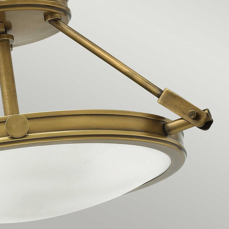 Hinkley Collier 3 Light Semi-Flush Brass Ceiling Light Living room wide shot