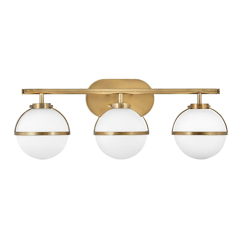 Hinkley Hollis 3 Light Brass Opal Glass Bathroom Wall Light