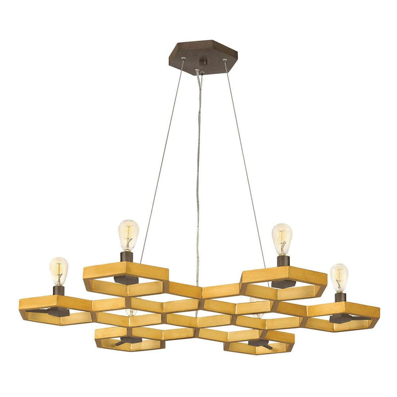 Hinkley Moxie 6 Light Gold Geometric Chandelier-Ceiling Pendant Lights-Elstead Lighting-1-Tiffany Lighting Direct