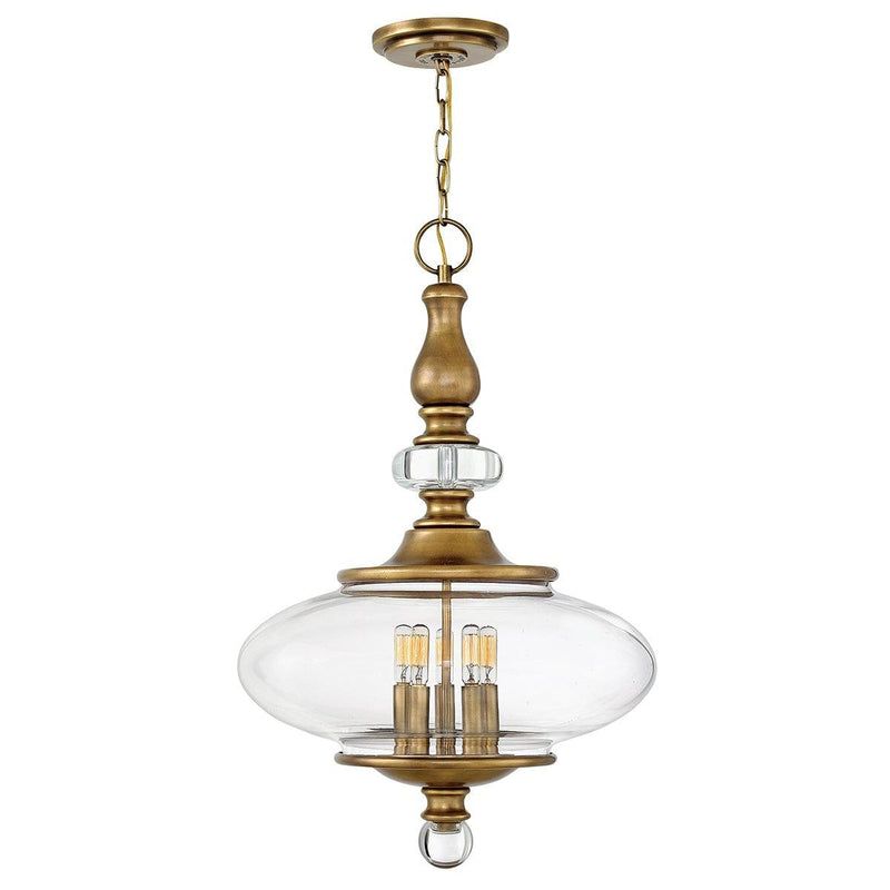 Hinkley Wexley 5 Light Heritage Brass Pendant Ceiling Light-Ceiling Pendant Lights-Elstead Lighting-1-Tiffany Lighting Direct