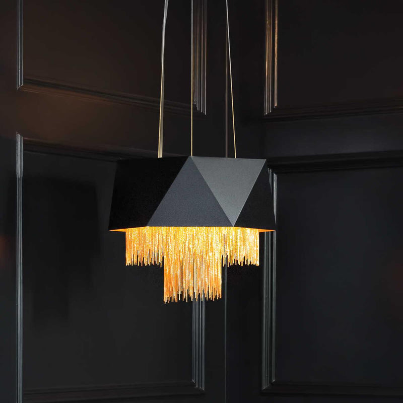 Hinkley Zuma 6 Light Black & Gold Pendant Ceiling Light-Ceiling Pendant Lights-Elstead Lighting-7-Tiffany Lighting Direct