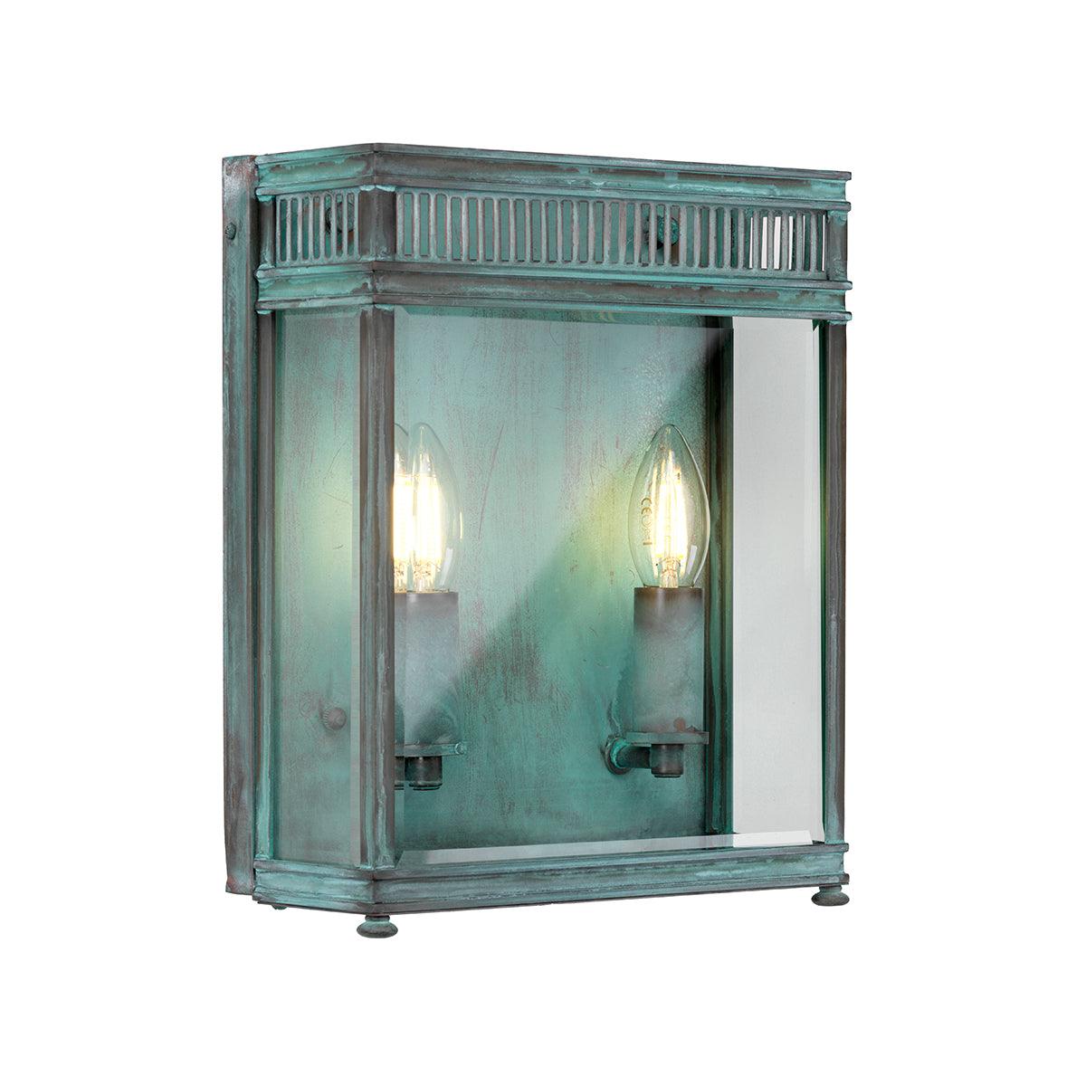 elstead holborn 2 light medium verdigris outdoor half lantern