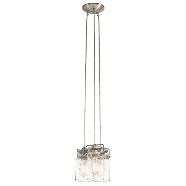 Kichler Brinley 3 Light Brushed Nickel Ceiling Pendant-Ceiling Pendant Lights-Elstead Lighting-1-Tiffany Lighting Direct