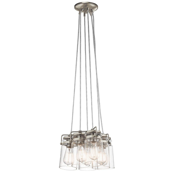 Kichler Brinley 6 Light Brushed Nickel Ceiling Pendant-Ceiling Pendant Lights-Elstead Lighting-1-Tiffany Lighting Direct