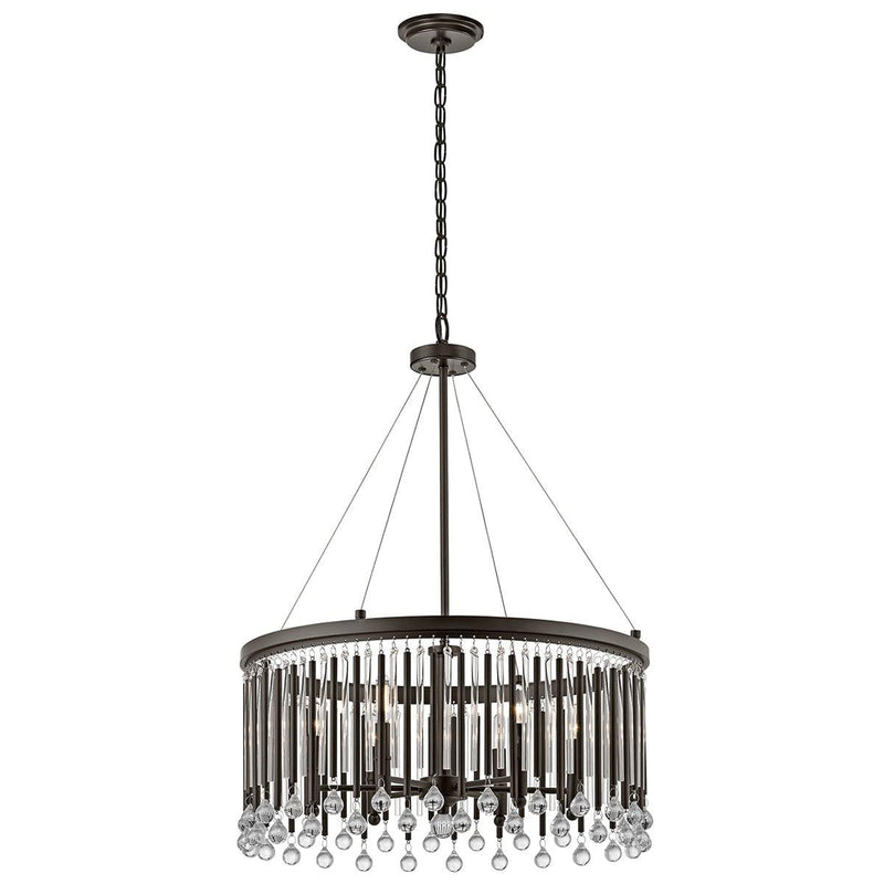 Kichler Piper 6 Light Pedant Chandelier in Espresso Finish-Ceiling Pendant Lights-Elstead Lighting-1-Tiffany Lighting Direct