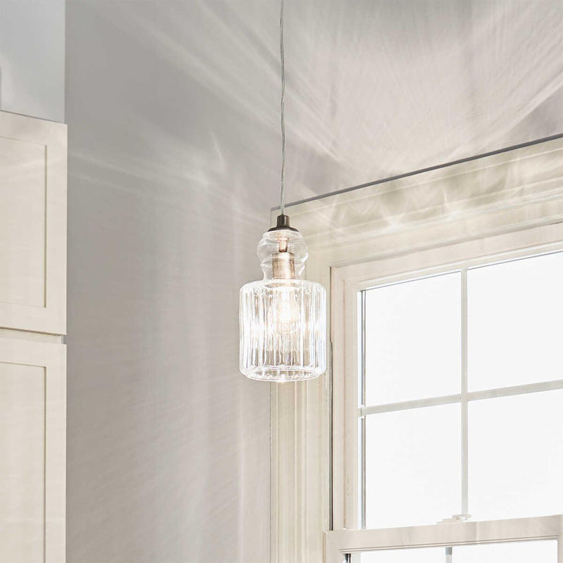 Kichler Riviera 1 Light Brushed Nickel Pendant Ceiling - 15cm-Ceiling Pendant Lights-Elstead Lighting-2-Tiffany Lighting Direct