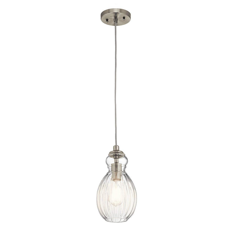 Kichler Riviera 1 Light Brushed Nickel Pendant Ceiling - 16cm-Ceiling Pendant Lights-Elstead Lighting-1-Tiffany Lighting Direct