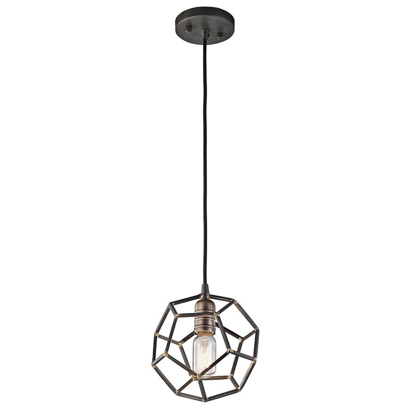 Kichler Rocklyn 1 Light Raw Steel Mini Ceiling Pendant-Ceiling Pendant Lights-Elstead Lighting-1-Tiffany Lighting Direct