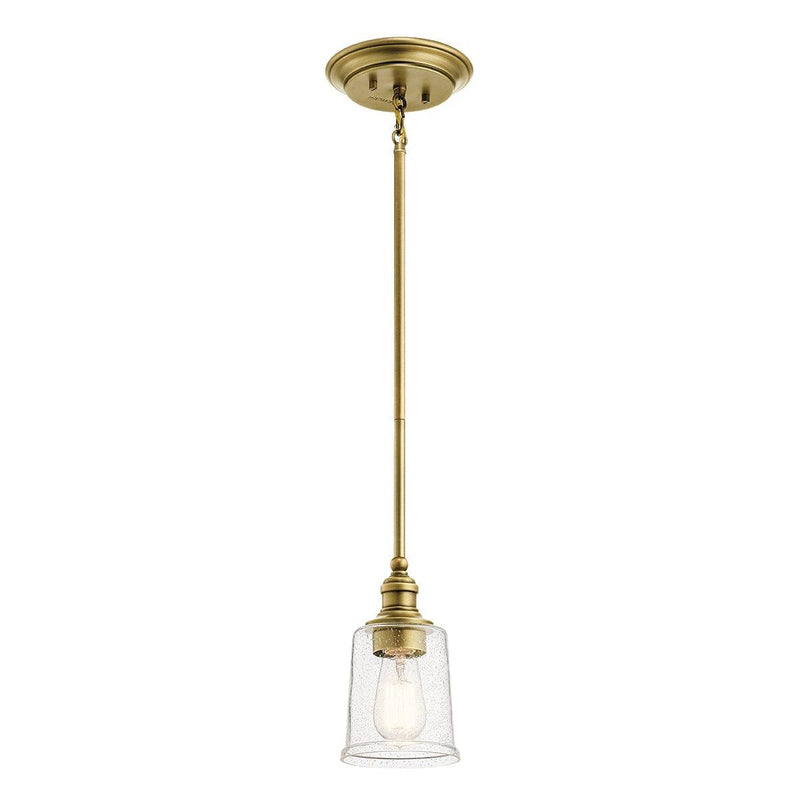 Kichler Waverly 1 Light Brass Mini Ceiling Pendant Light - 23cm-Ceiling Pendant Lights-Elstead Lighting-1-Tiffany Lighting Direct