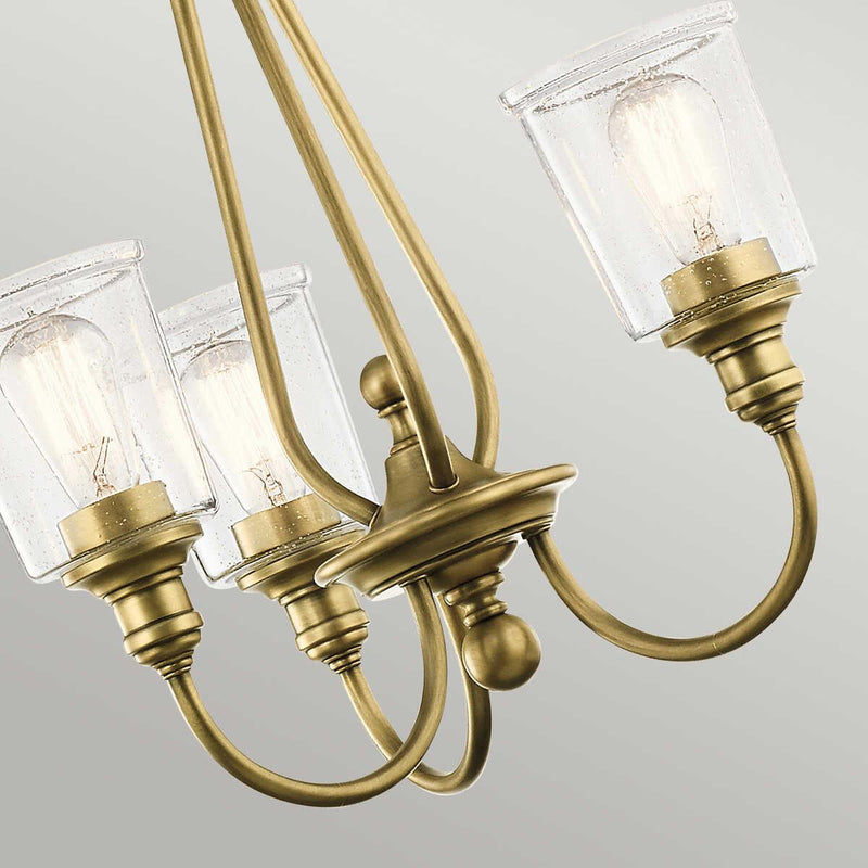 Kichler Waverly 3 Light Chandelier - Natural Brass-Elstead Lighting-2-Tiffany Lighting Direct