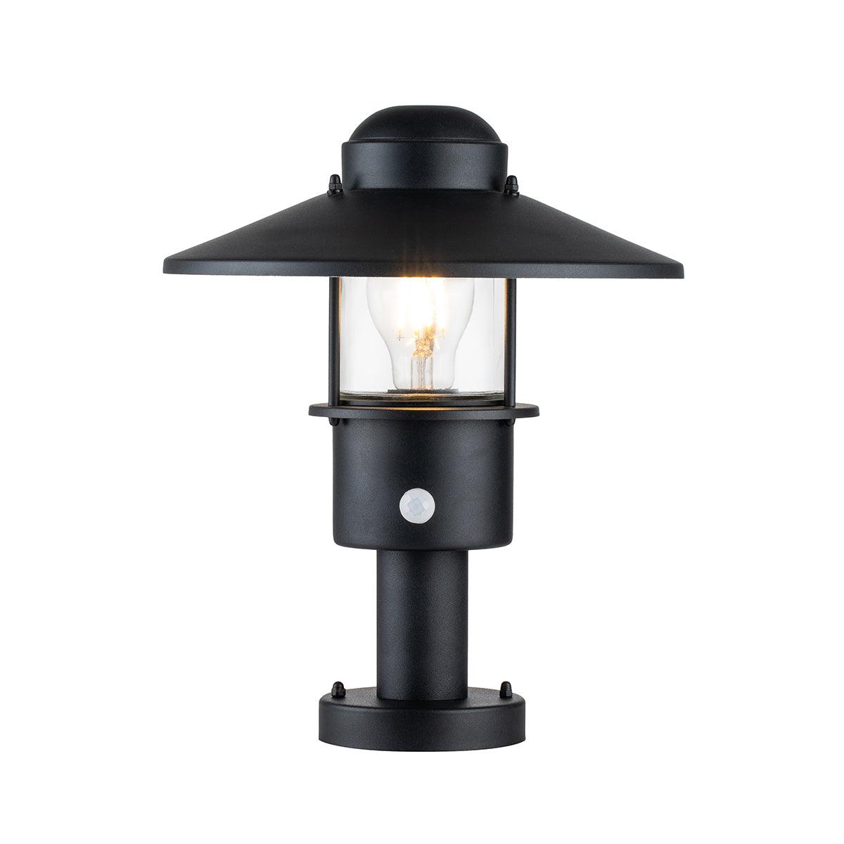 klampenborg 1 light black outdoor pedestal pir sensor