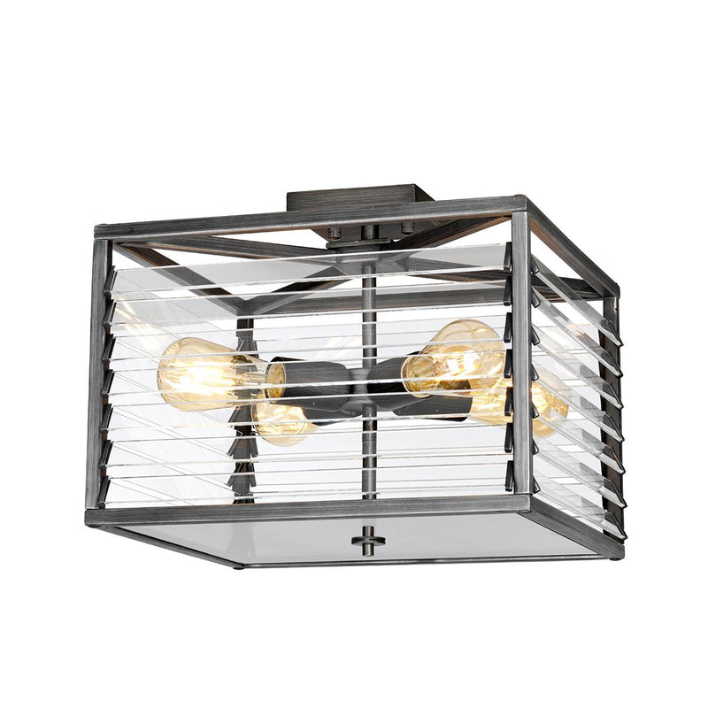 Elstead Louvre 4 Light Gunmetal Living Room Ceiling Flush Image 1