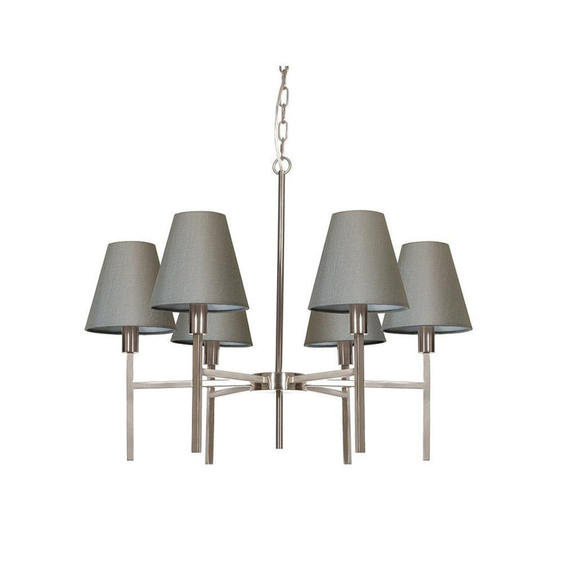 Elstead Lucerne 6 Light Brushed Nickel Chandelier-Elstead Lighting-1-Tiffany Lighting Direct