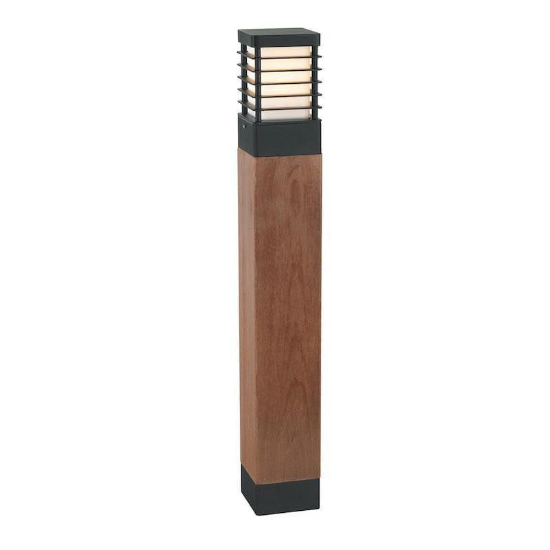 Elstead Halmstad Black And Scandanavian Wood Bollard Light