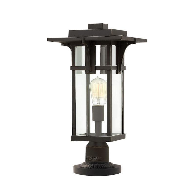 Elstead Manhattan Oil Rubbed Bronze Finish Outdoor Pedestal Lantern