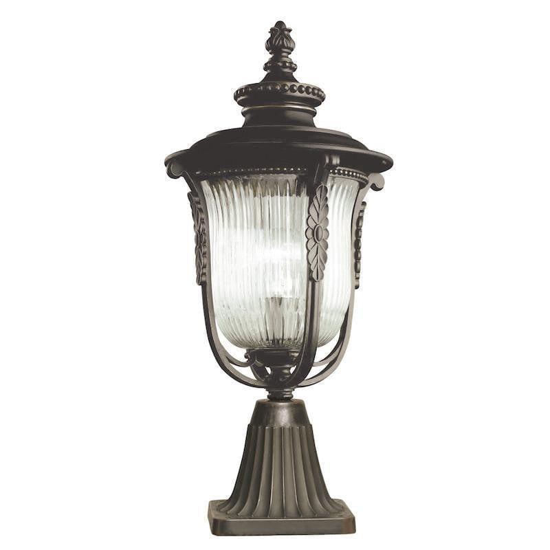 Elstead Luverne Rubbed Bronze Finish Outdoor Pedestal Lantern