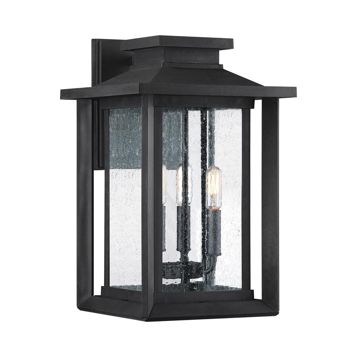 quoizel wakefield 3 light large black outdoor wall lantern