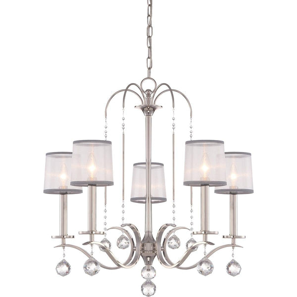 Quoizel Whitney 5 Light Silver Chandelier Ceiling Light-Elstead Lighting-1-Tiffany Lighting Direct
