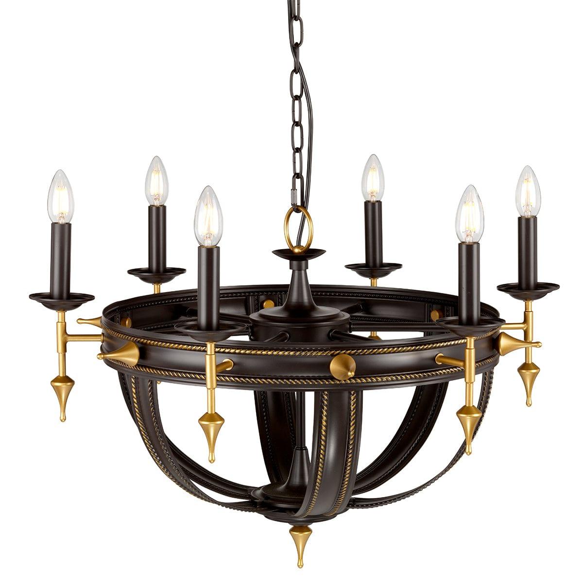 Elstead Lighting Regal 6 Light Gold Chandelier Ceiling Light-Elstead Lighting-1-Tiffany Lighting Direct