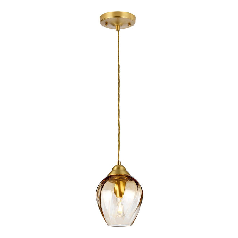 Elstead Lighting Tiber 1 Light Brass Pendant - Glass Shade-Ceiling Pendant Lights-Elstead Lighting-1-Tiffany Lighting Direct