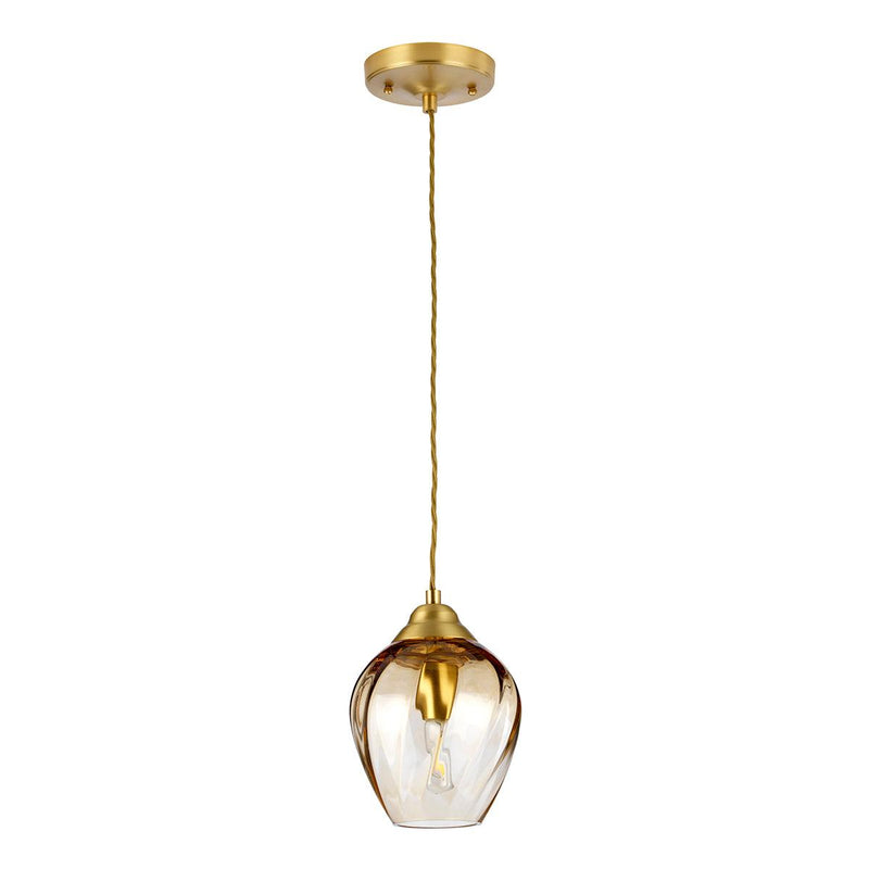 Elstead Lighting Tiber 1 Light Brass Pendant - Glass Shade-Ceiling Pendant Lights-Elstead Lighting-4-Tiffany Lighting Direct