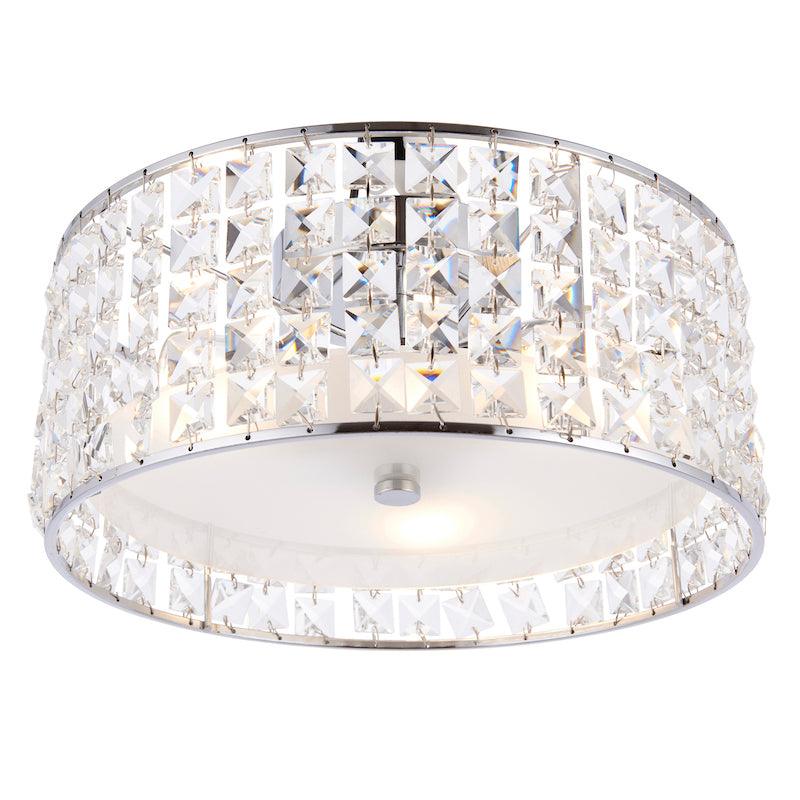 belfont clear crystal and chrome finish flush bathroom ceiling light by Endon Lighting Hallway Lighting Idea wide angle