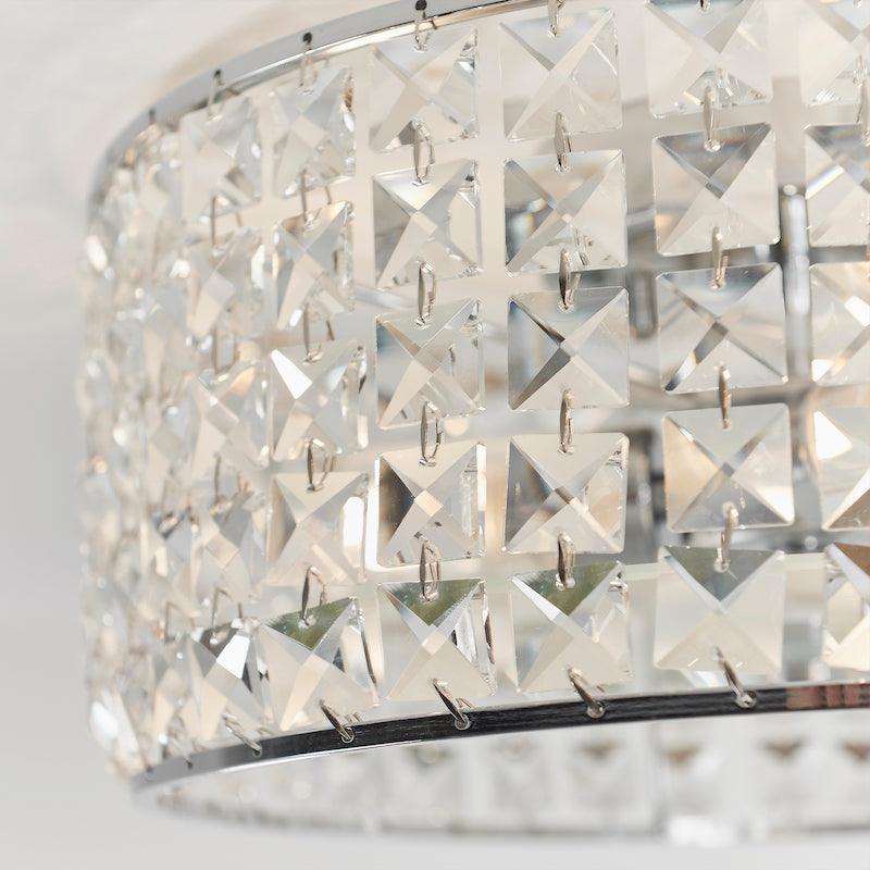 belfont clear crystal and chrome finish flush bathroom ceiling light by Endon Lighting Kitchen Lights CLose Up