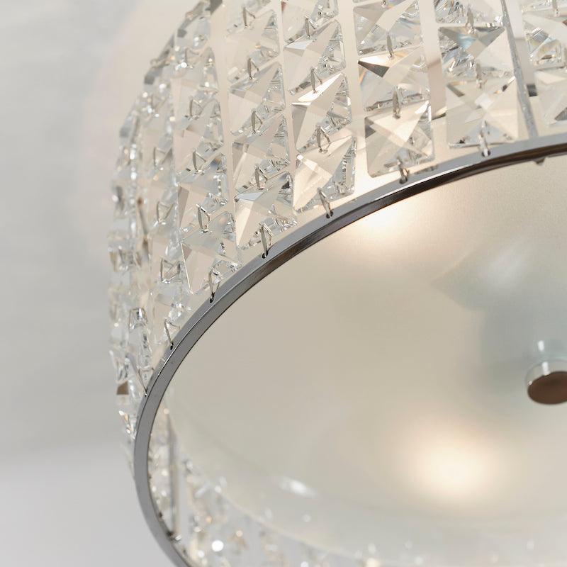 belfont clear crystal and chrome finish flush bathroom ceiling light by Endon Lighting Dining Room Close Up Image