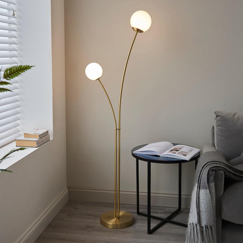 Bloom 2 light brass Floor Lamp by Endon Lighting livign room