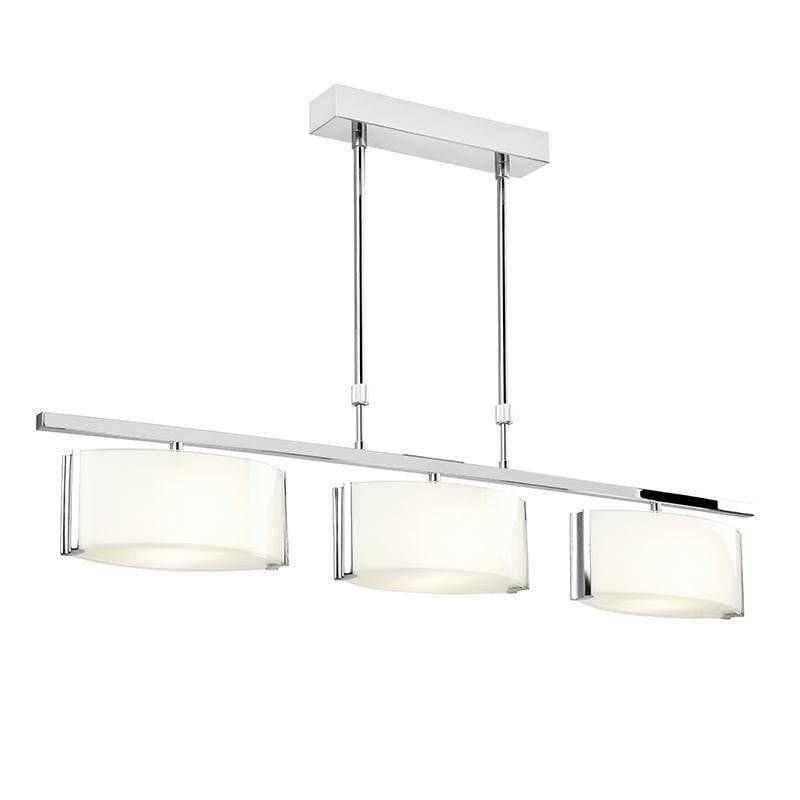 Clef 3 Light Bar Chrome & White Glass Ceiling Semi-Flush Living Room Image 2