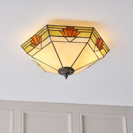 Interiors 1900 Nevada Large Flush Tiffany Ceiling Light