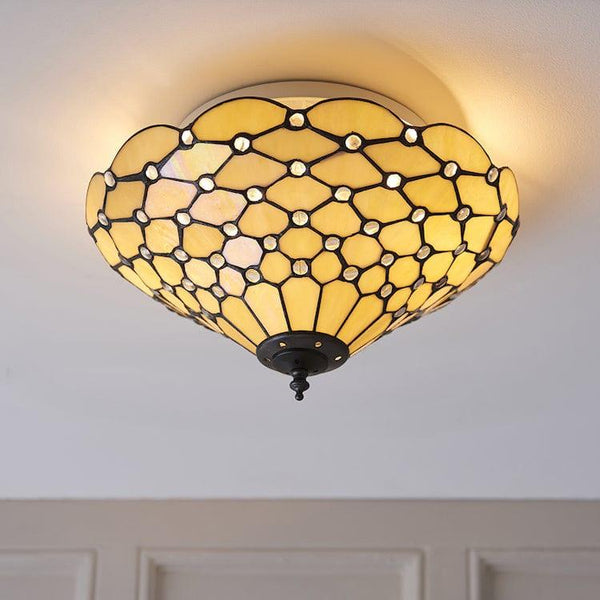 Interiors 1900 Pearl Medium Flush Tiffany Ceiling Light