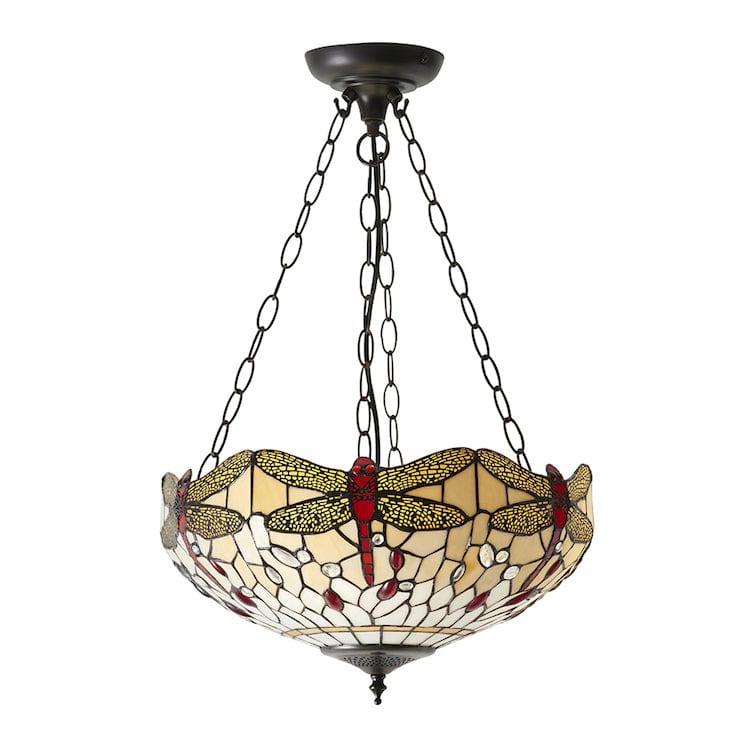 Buy Beige Dragonfly 50cm Inverted Tiffany Ceiling Light - Adj Chain