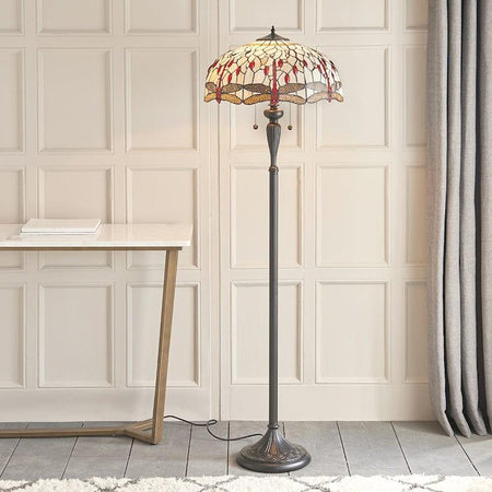 Interiors 1900 Beige Dragonfly Tiffany Floor Lamp