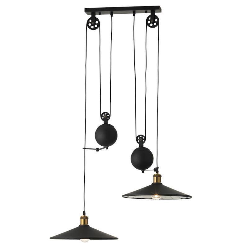 Bulan Black Rise & Fall Double Ceiling Light 7024/2 BK