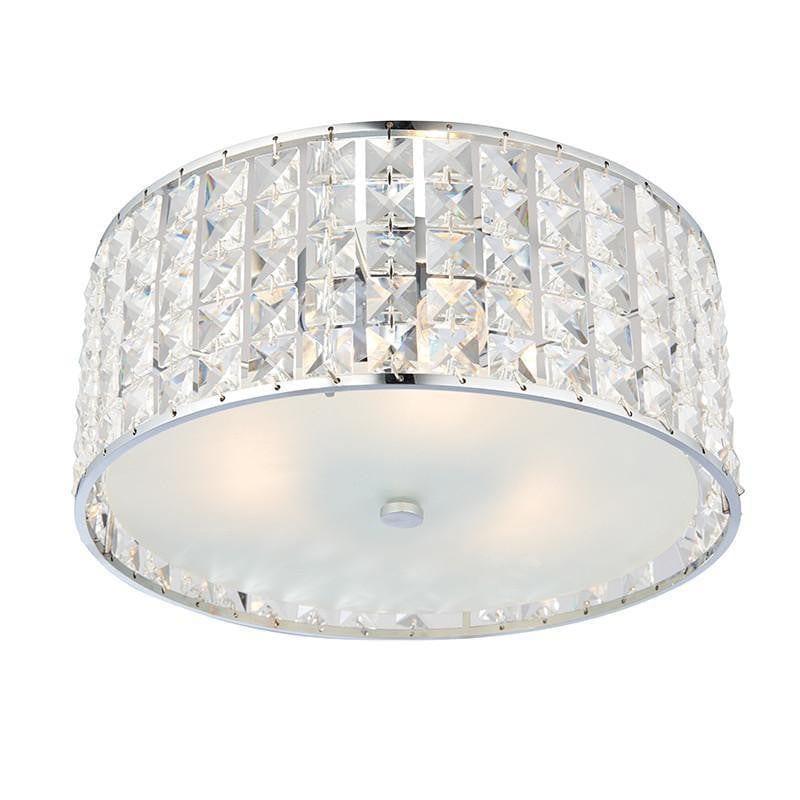 Traditional Bathroom Lights - Belfont Clear Crystal And Chrome Finish Flush Bathroom Ceiling Light 61252