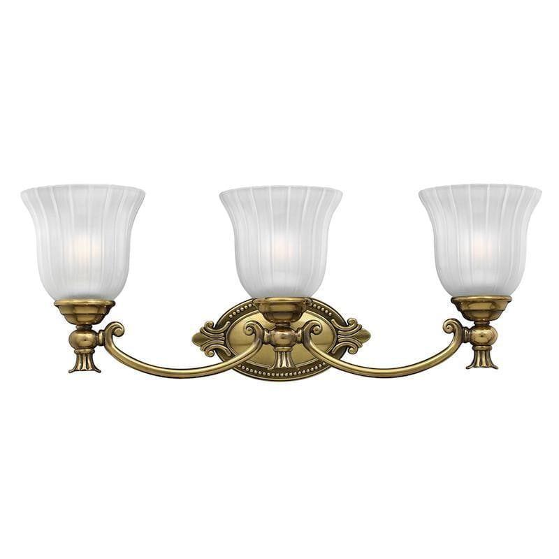 Traditional Bathroom Lights - Hinkley Francoise Burnished Brass Finish Solid Brass 3 Light Bathroom Above Mirror Light HK-FRANCOI3 BATH