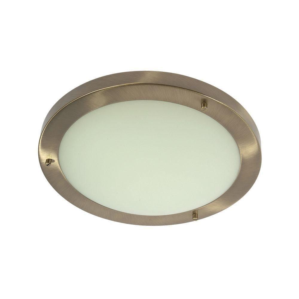 Traditional Bathroom Lights - Rondo Antique Brass Finish Large Flush Bathroom Ceiling Light RONDO/30 AB