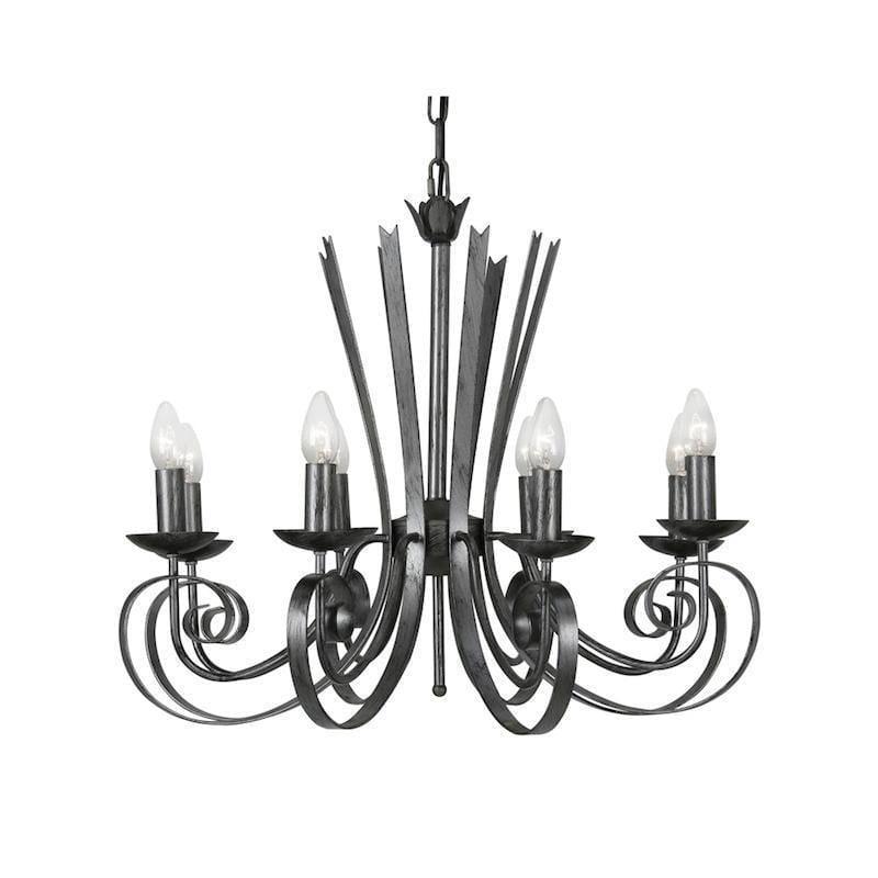 Traditional Ceiling Pendant Lights - Arundel 8 Light Silver Brushed Black Pendant Ceiling Light 8121/8 BS